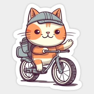 Funny cat rides bicycle Sticker